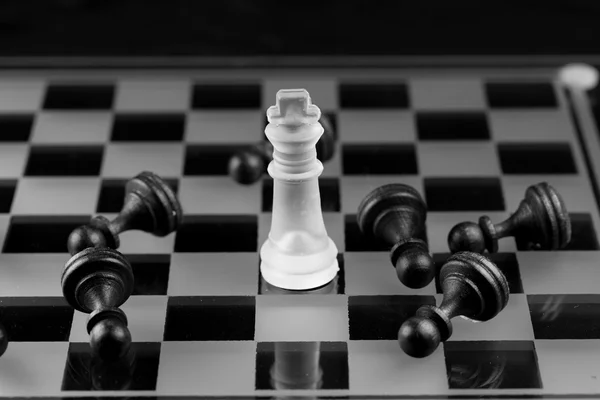 Figura de xadrez, estratégia de conceito de negócios, liderança, equipe e su — Fotografia de Stock