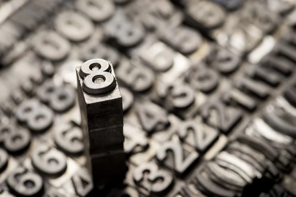 Vintage letterpress alphabet and number background — Stock Photo, Image