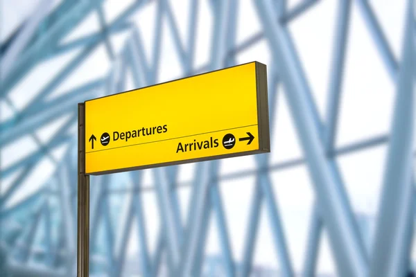Kolla i, flygplats avresa & ankomstinformation ombord tecken — Stockfoto
