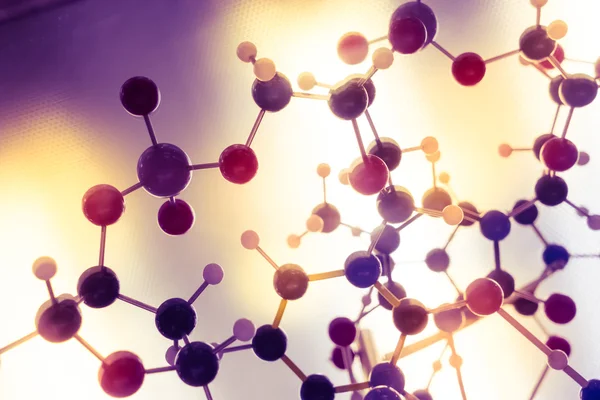 Molécula de la ciencia, estructura molecular del modelo del ADN, trabajo en equipo del negocio — Foto de Stock