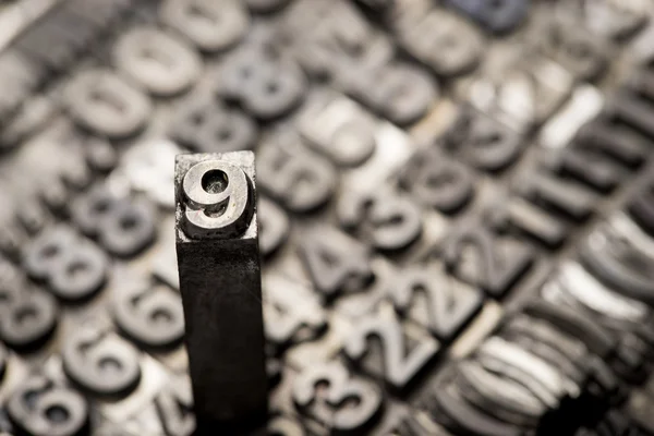 Vintage letterpress alphabet and number background — Stock Photo, Image