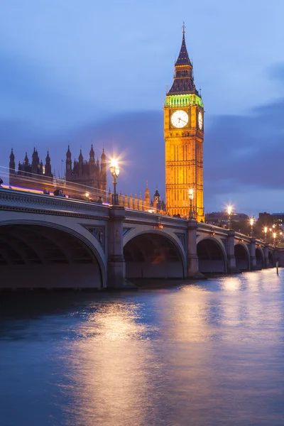 Palác Westminster Big Ben v noci, Londýn, Anglie, Velká Británie — Stock fotografie