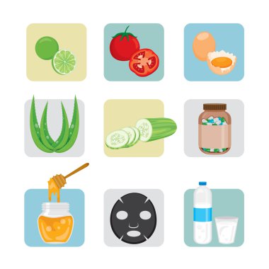 Sağlık Cilt yüz ve vücut Icons Set