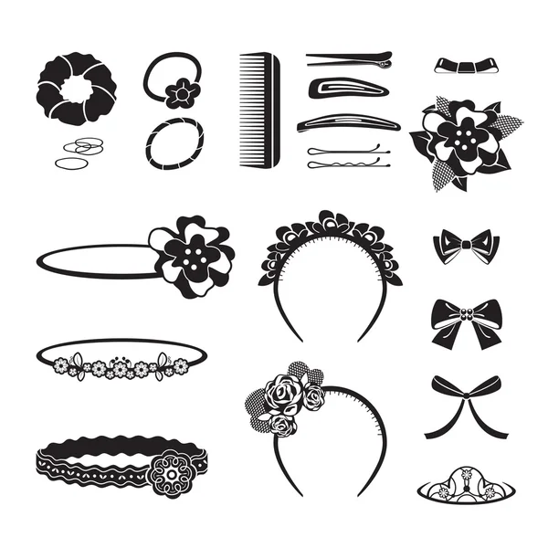 Set de accesorios para el cabello, Monocromo — Vector de stock