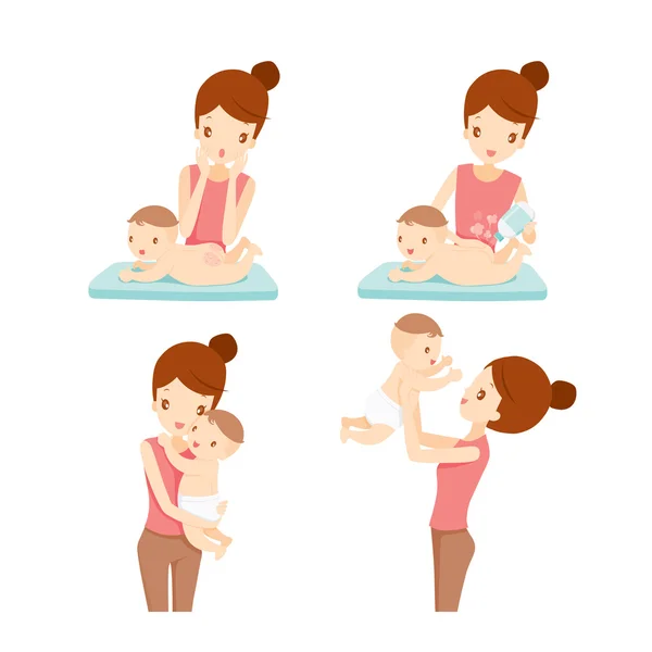 Madre y bebé conjunto — Vector de stock