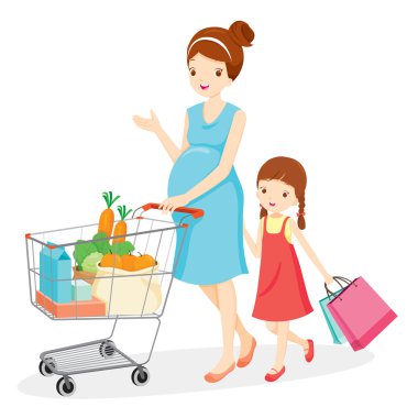 Hamile anne ve kızı birlikte alışveriş