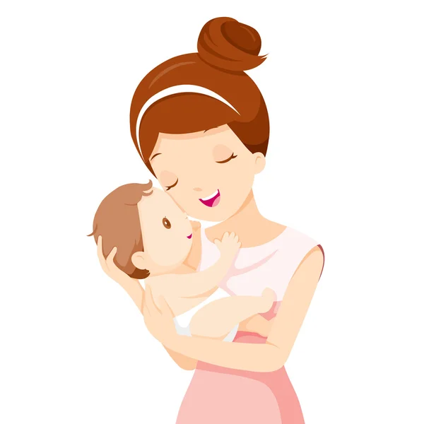 Baby In A Tender Embrace Of Mother — Stock Vector