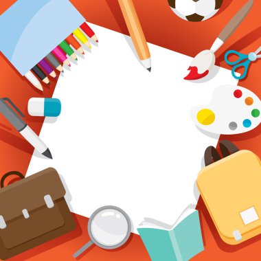 Karesinde nesneleri okul malzemeleri