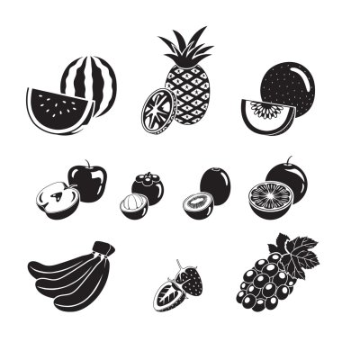 Meyve simgeler kümesi, tek renkli