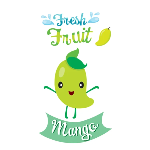 Cute Cartoon van Mango Fruit, Banner, Logo — Stockvector