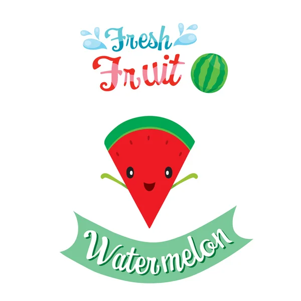 Cute Cartoon van watermeloen Fruit, Banner, Logo — Stockvector