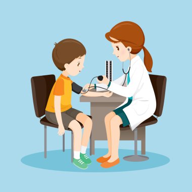 Kadın doktor ve hasta tansiyon ölçme