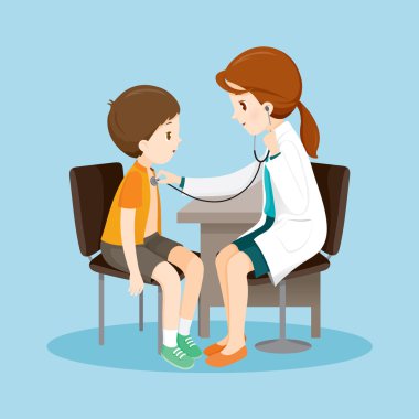 Kadın doktor hasta stetoskop tarafından incelenmesi