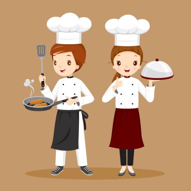 Elinde gıdalar ile profesyonel şefler