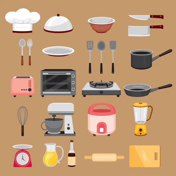 Equipo de cocina iconos conjunto — Archivo Imágenes Vectoriales