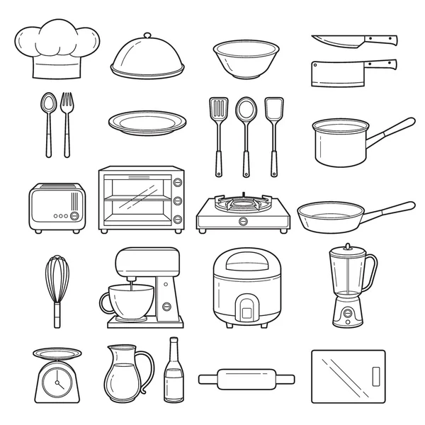 Mutfak ekipmanları anahat simgelerini belirlemek