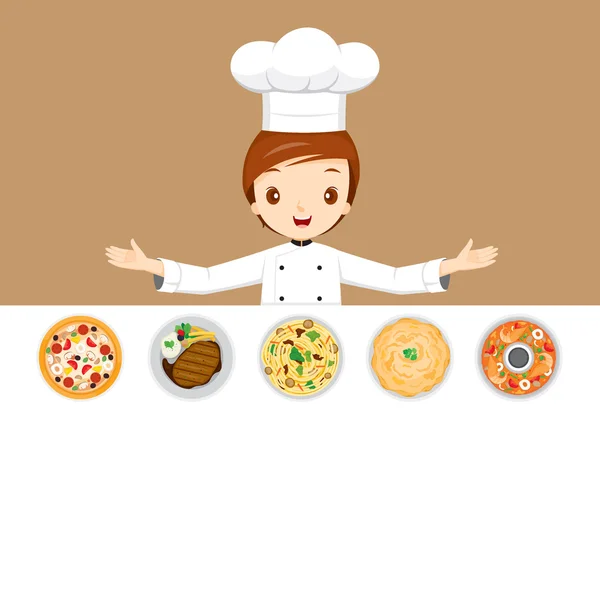 Chef com menus diferentes — Vetor de Stock