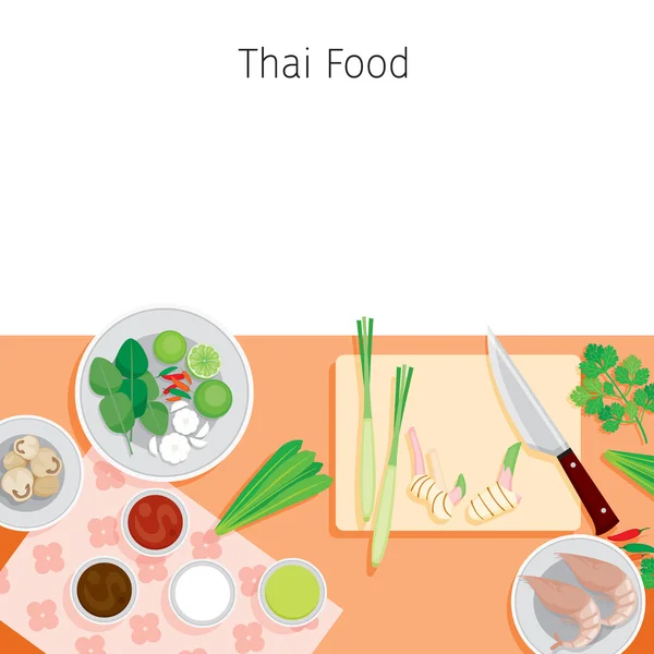 Zutaten der Thaisuppe, Tom Yum Kung — Stockvektor