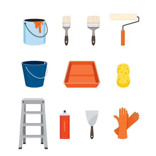 Schilder Tools objecten Icons Set — Stockvector