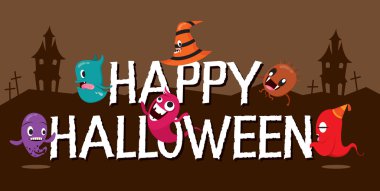 Cadılar Bayramı alfabe ile canavarlar