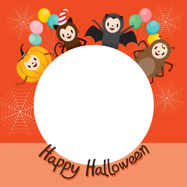 Caractère de bande dessinée Halloween sur le cadre de cercle — Image vectorielle