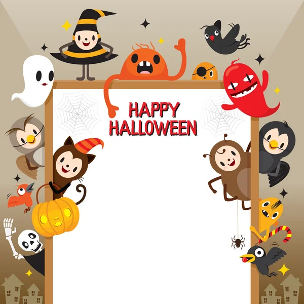 Halloween stripfiguur op Frame — Stockvector