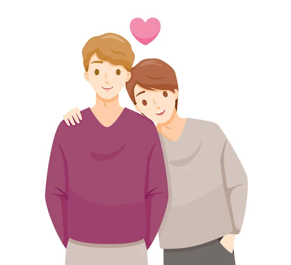 Couple Montrant Des Mains Forme Coeur Gesture Amoureux Saint Valentin — Image vectorielle