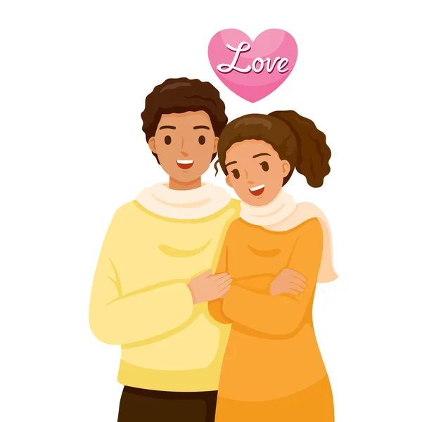 Casal Pele Preta Abraçando Uns Aos Outros Amante Dia Dos — Vetor de Stock