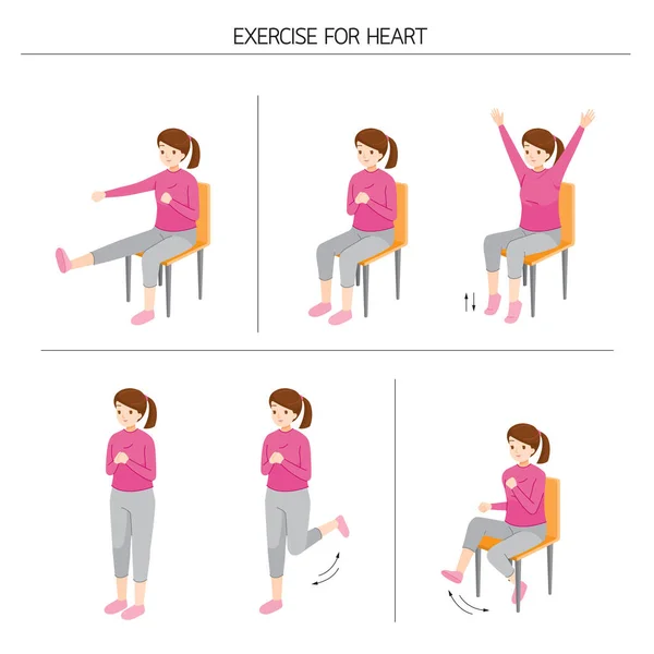 Set Young Woman Standing Moving Body Good Health Exercise Healthy — 스톡 벡터