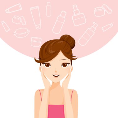 Genç kadın temizlik ve yüzünü umurunda