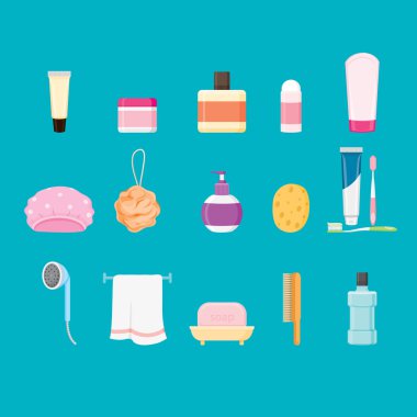 Bathroom stuffs, Equipments, Products For Bath clipart