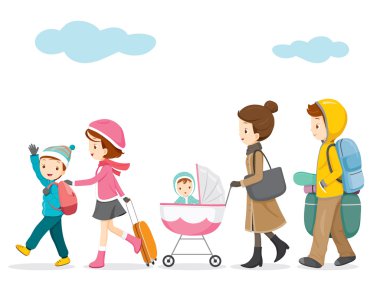 Aile seyahat yürüyüş