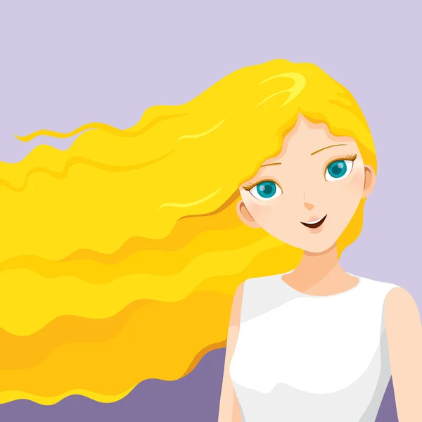 Long blond hair of young woman — Stock Vector