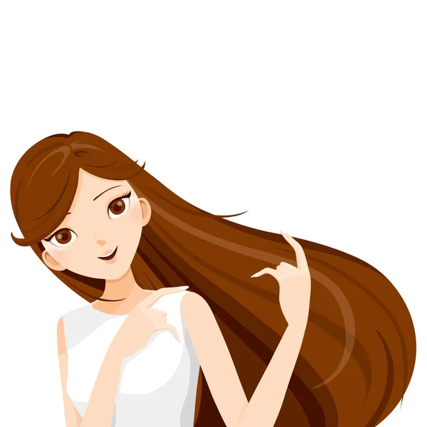 Cabello castaño largo de mujer joven — Vector de stock