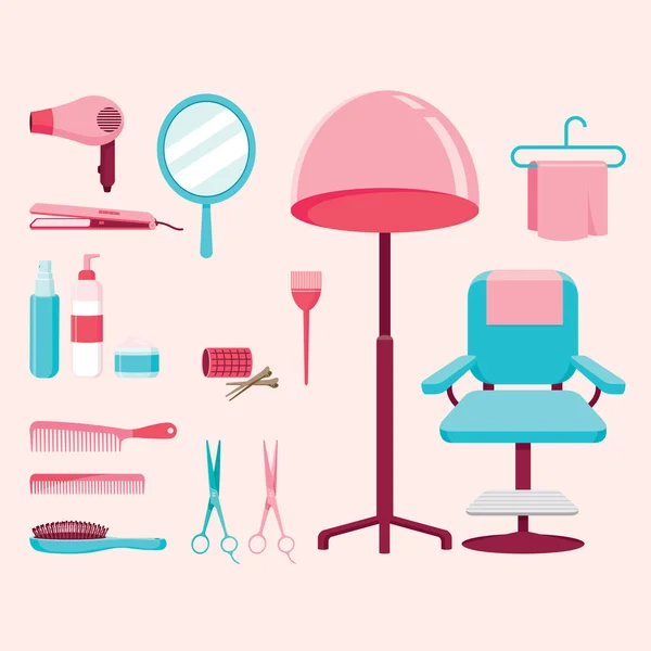 Hair salon equipments set — Stock Vector