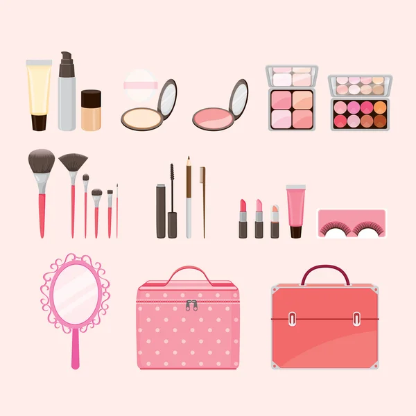 Makeup equipments set — Stock Vector