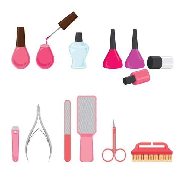 Conjunto de equipamentos de manicure e pedicure —  Vetores de Stock