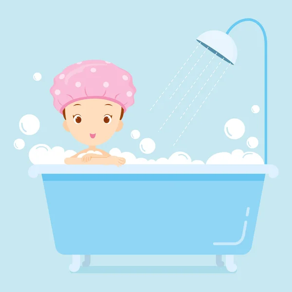 Chica tomando un baño en la bañera — Archivo Imágenes Vectoriales