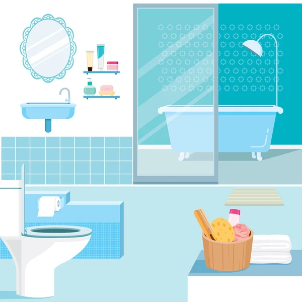 Interior del baño y muebles en el interior — Vector de stock