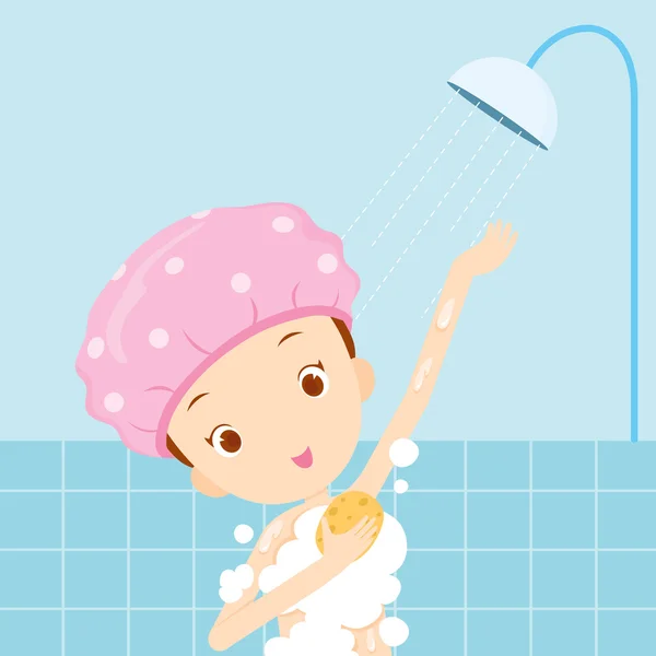 Fille prenant un bain — Image vectorielle