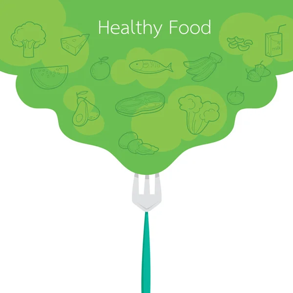 干净的食物大纲图标上绿色背景概念 — 图库矢量图片