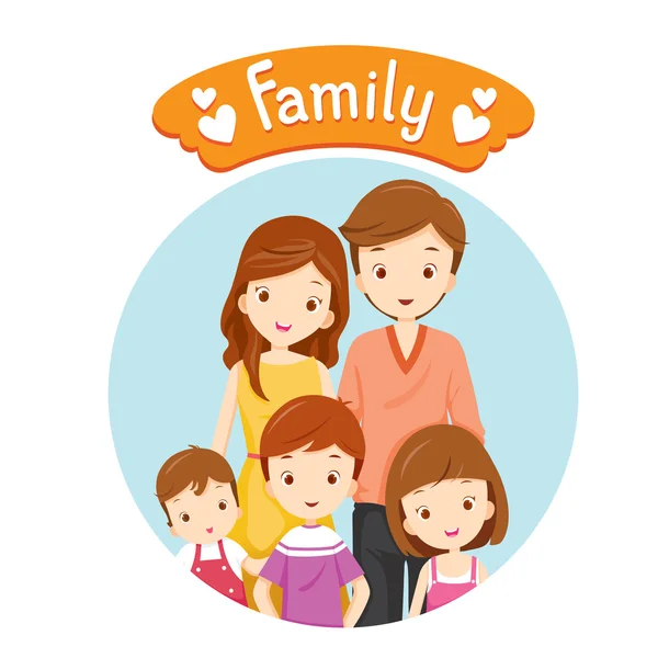 Retrato de familia feliz — Vector de stock