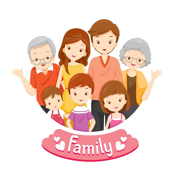 Retrato de familia feliz — Vector de stock