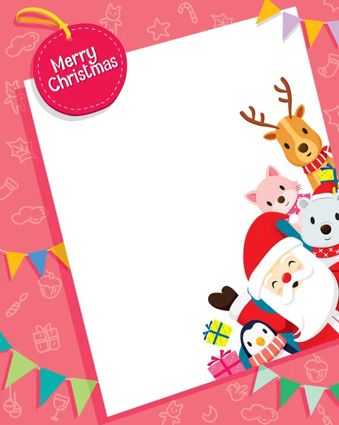 Tarjeta de Navidad con Papá Noel y Animales — Archivo Imágenes Vectoriales