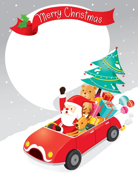 Santa Claus jazdy samochodem z reniferów — Wektor stockowy