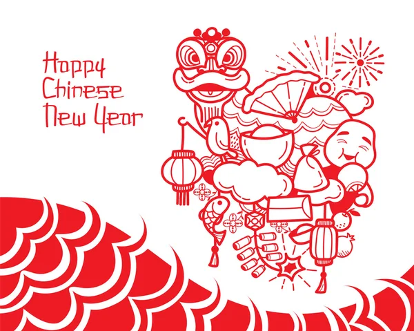 Chinese New Year Drawing — Stock Vector
