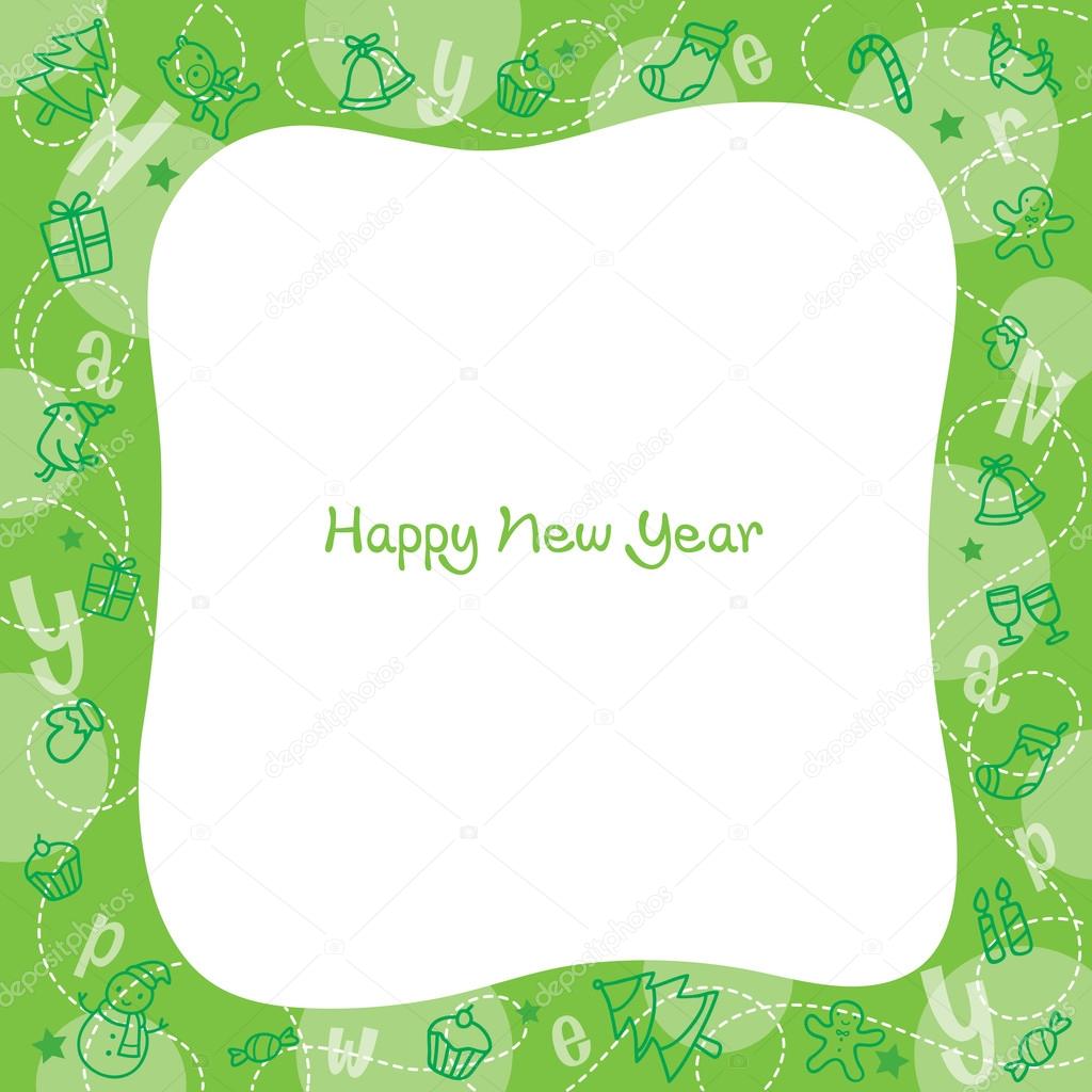 decoratie rand nieuwjaar decoratie rand pictogrammen groene achtergrond decoratie rand nieuwjaar decoratie rand pictogrammen groene achtergrond