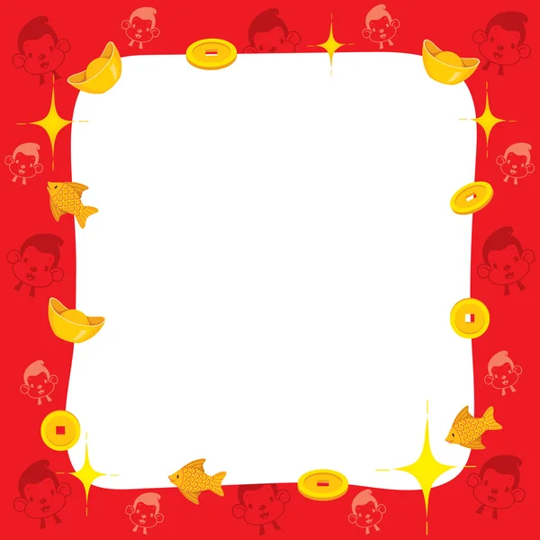 Mono con frontera de año nuevo chino — Archivo Imágenes Vectoriales