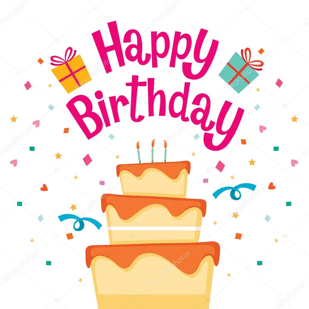 Cake With Happy Birthday Letter — Stock Vector © MatoomMi #97753260