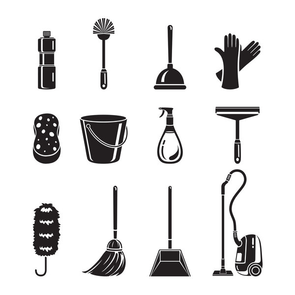 Cleaning, Home Appliances Icons Set, Monochrome